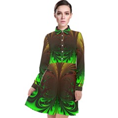 Digital Arts Fractals Futuristic Art Long Sleeve Chiffon Shirt Dress by Pakrebo