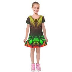 Digital Arts Fractals Futuristic Art Kids  Short Sleeve Velvet Dress by Pakrebo