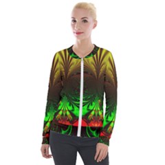 Digital Arts Fractals Futuristic Art Velour Zip Up Jacket by Pakrebo