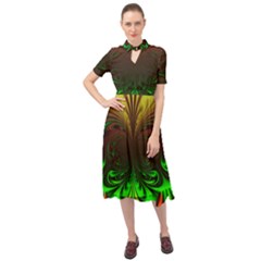 Digital Arts Fractals Futuristic Art Keyhole Neckline Chiffon Dress