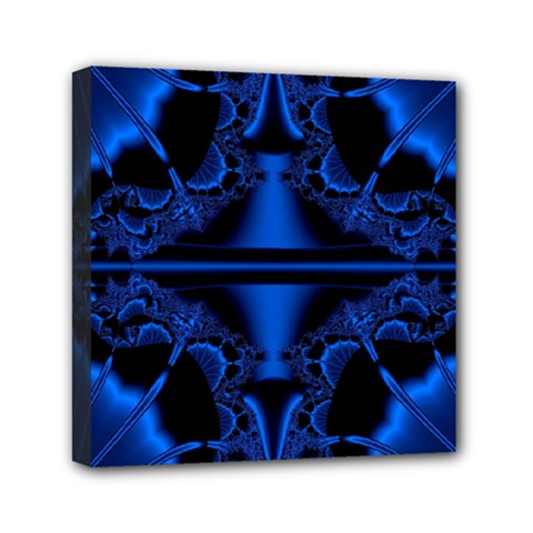 Art Fractal Artwork Creative Blue Black Mini Canvas 6  X 6  (stretched) by Pakrebo