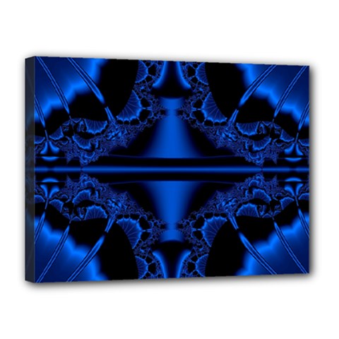 Art Fractal Artwork Creative Blue Black Canvas 16  X 12  (stretched) by Pakrebo