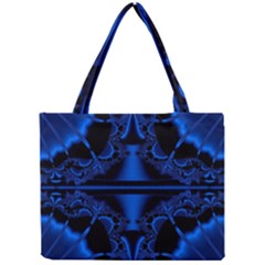 Art Fractal Artwork Creative Blue Black Mini Tote Bag by Pakrebo