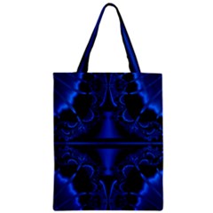 Art Fractal Artwork Creative Blue Black Zipper Classic Tote Bag