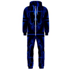 Art Fractal Artwork Creative Blue Black Hooded Jumpsuit (men) 