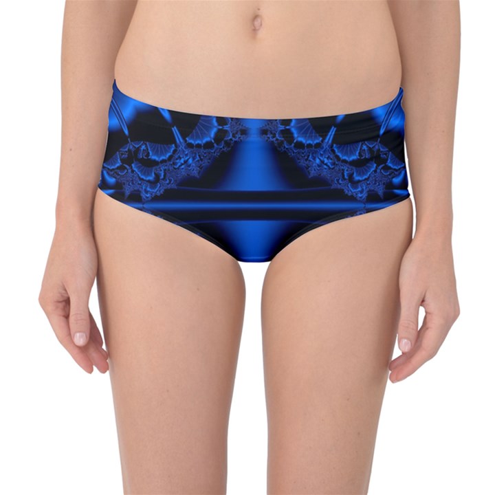 Art Fractal Artwork Creative blue Black Mid-Waist Bikini Bottoms