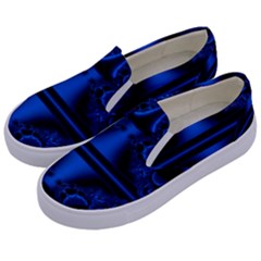 Art Fractal Artwork Creative Blue Black Kids  Canvas Slip Ons by Pakrebo