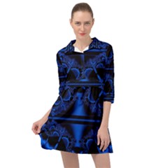 Art Fractal Artwork Creative Blue Black Mini Skater Shirt Dress