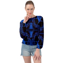 Art Fractal Artwork Creative Blue Black Banded Bottom Chiffon Top