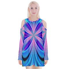 Abstract Art Design Digital Art Velvet Long Sleeve Shoulder Cutout Dress by Pakrebo