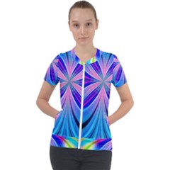 Abstract Art Design Digital Art Short Sleeve Zip Up Jacket