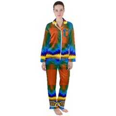 Design Color Colorful Designing Satin Long Sleeve Pyjamas Set