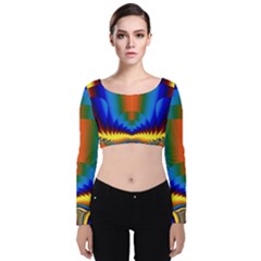 Design Color Colorful Designing Velvet Long Sleeve Crop Top by Pakrebo