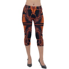 Art Fractal Artwork Creative Black Brown Lightweight Velour Capri Leggings  by Pakrebo