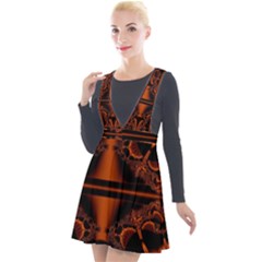 Art Fractal Artwork Creative Black Brown Plunge Pinafore Velour Dress by Pakrebo