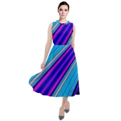 Background Colors Colorful Design Round Neck Boho Dress