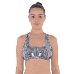 Crystal Design Pattern Cross Back Sports Bra by Pakrebo