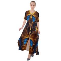 Abstract Art Fractal Artwork Waist Tie Boho Maxi Dress