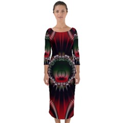 Abstract Abstract Art Artwork Star Quarter Sleeve Midi Bodycon Dress by Pakrebo