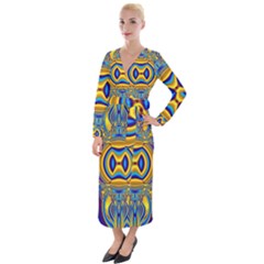 Design Color Colourful Decoration Velvet Maxi Wrap Dress