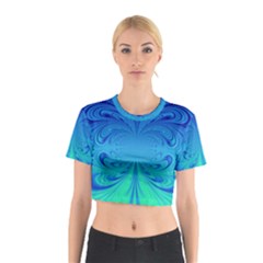 Digital Arts Fractals Futuristic Blue Magenta Cotton Crop Top by Pakrebo