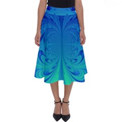 Digital Arts Fractals Futuristic Blue Magenta Perfect Length Midi Skirt by Pakrebo