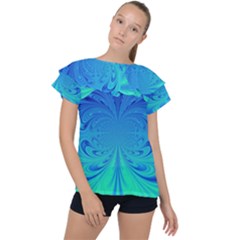 Digital Arts Fractals Futuristic Blue Magenta Ruffle Collar Chiffon Blouse