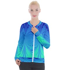 Digital Arts Fractals Futuristic Blue Magenta Casual Zip Up Jacket