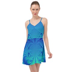 Digital Arts Fractals Futuristic Blue Magenta Summer Time Chiffon Dress