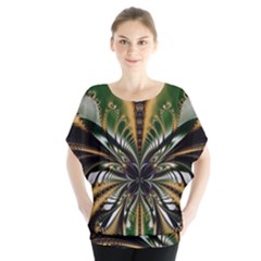 Abstract Art Artwork Fractal Design Pattern Art Batwing Chiffon Blouse