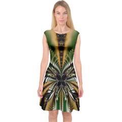 Abstract Art Artwork Fractal Design Pattern Art Capsleeve Midi Dress by Pakrebo