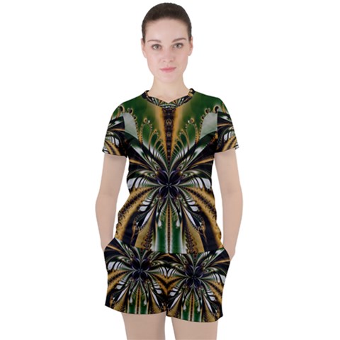 Abstract Art Artwork Fractal Design Pattern Art Women s Tee And Shorts Set by Pakrebo