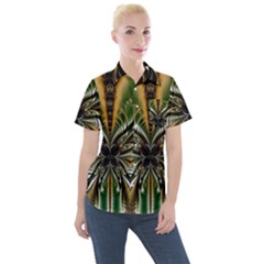 Abstract Art Artwork Fractal Design Pattern Art Women s Short Sleeve Pocket Shirt