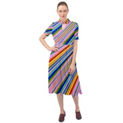 Background Colors Colorful Design Keyhole Neckline Chiffon Dress