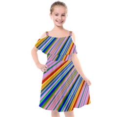 Background Colors Colorful Design Kids  Cut Out Shoulders Chiffon Dress