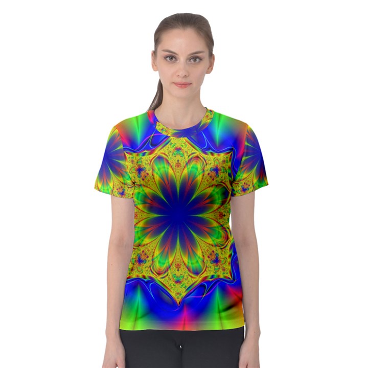 Digital Art Fractal Artwork Flower Women s Sport Mesh Tee