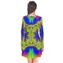 Digital Art Fractal Artwork Flower Long Sleeve V-neck Flare Dress View2