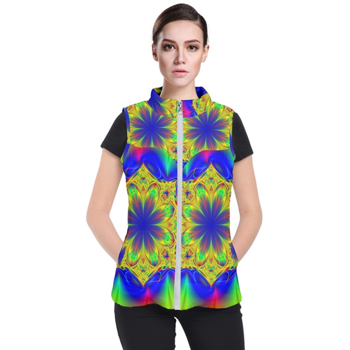 Digital Art Fractal Artwork Flower Women s Puffer Vest