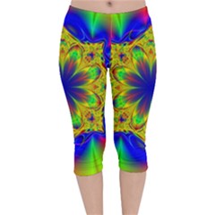 Digital Art Fractal Artwork Flower Velvet Capri Leggings 