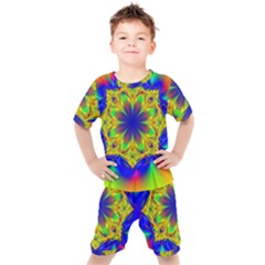 Digital Art Fractal Artwork Flower Kids  Tee And Shorts Set by Pakrebo