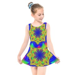 Digital Art Fractal Artwork Flower Kids  Skater Dress Swimsuit by Pakrebo