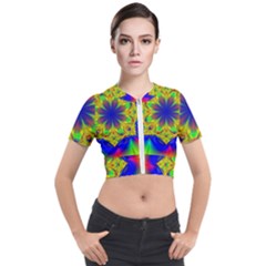 Digital Art Fractal Artwork Flower Short Sleeve Cropped Jacket