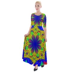 Digital Art Fractal Artwork Flower Half Sleeves Maxi Dress by Pakrebo