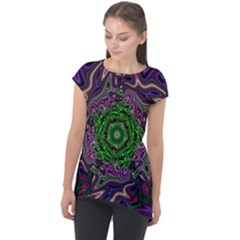 Digital Art Artwork Fractal Pattern Cap Sleeve High Low Top