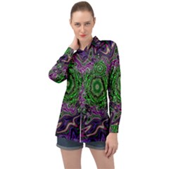 Digital Art Artwork Fractal Pattern Long Sleeve Satin Shirt