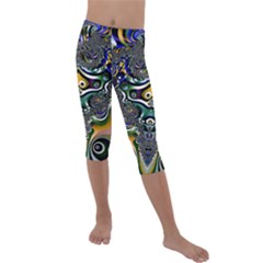 Fractal Art Artwork Design Kids  Lightweight Velour Capri Leggings  by Pakrebo