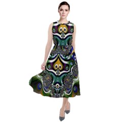 Fractal Art Artwork Design Round Neck Boho Dress by Pakrebo