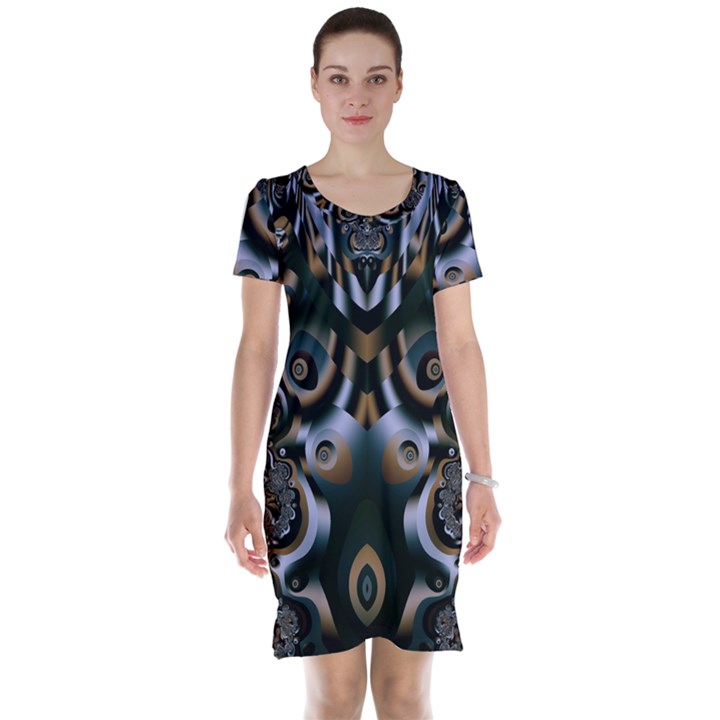 Fractal Art Artwork Design Short Sleeve Nightdress