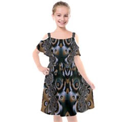 Fractal Art Artwork Design Kids  Cut Out Shoulders Chiffon Dress