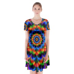 Abstract Digital Art Artwork Short Sleeve V-neck Flare Dress by Pakrebo